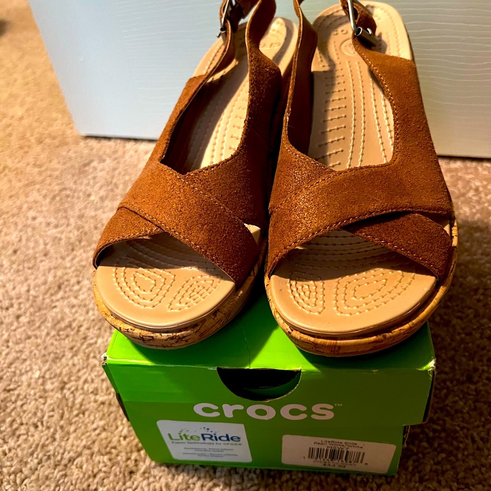 Brown Suede Crocs